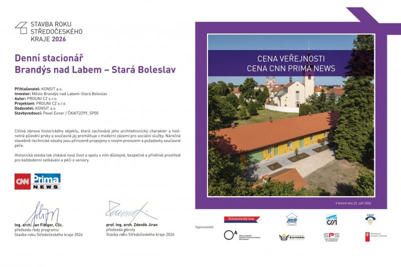 Cena veřejnosti v soutěži Stavba roku Středočeského kraje 2026