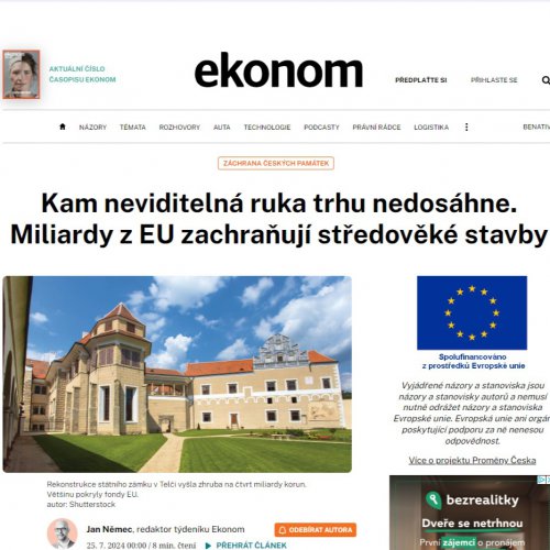 Psali o nás: Obnova opatské rezidence v Klášteře Plasy na ekonom.cz