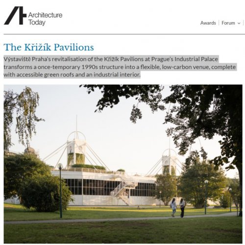 Křižíkovy pavilony na webu Architecture today