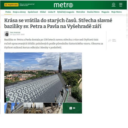 Psali o nás: Bazilika sv. Petra a Pavla v deníku Metro