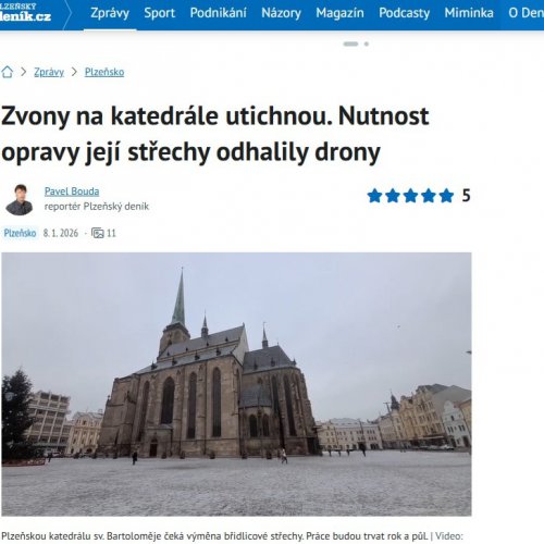 Oprava střechy sv. Bartoloměje v Plzeňském deníku